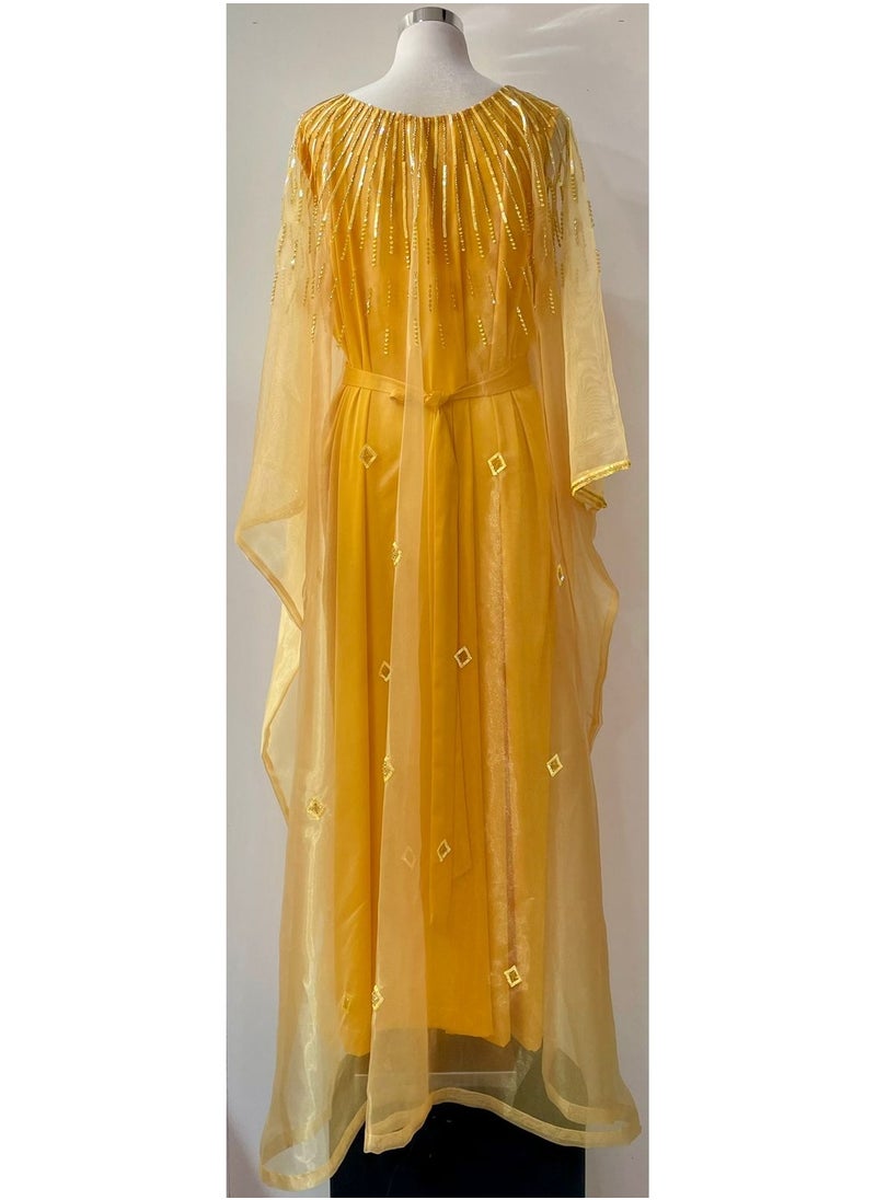 ANOHI TEXTILES - Ladies Dress Chiffon and inner crepe dress with Handmade beads design - Image 1