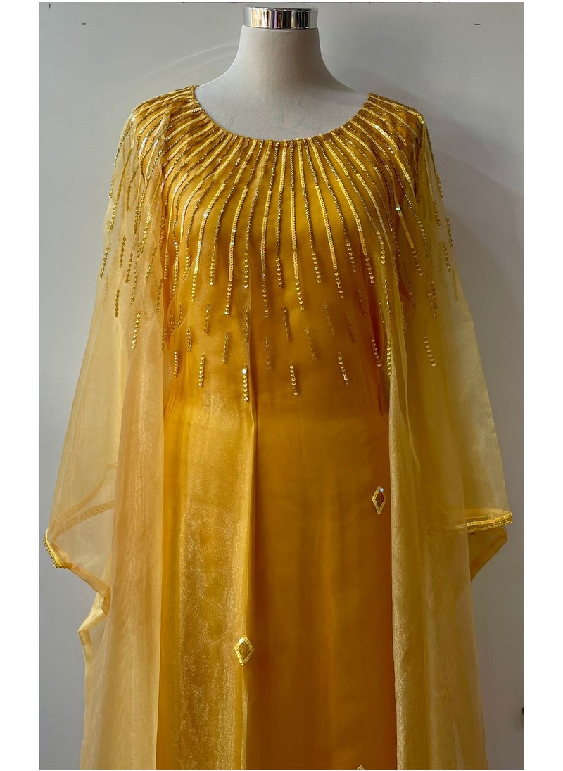 ANOHI TEXTILES - Ladies Dress Chiffon and inner crepe dress with Handmade beads design - Image 1