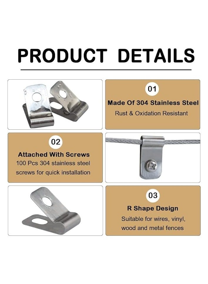 بروماس 200 قطعة من مشابك كابلات الألواح الشمسية، مشابك أسلاك السياج، مشابك الكابلات الضوئية، مشابك أسلاك إطار المقطورة، مشابك أسلاك من الفولاذ المقاوم للصدأ للتركيب بمقياس 12-16 (100 مشبك سلك + 100 براغي) - Image 5