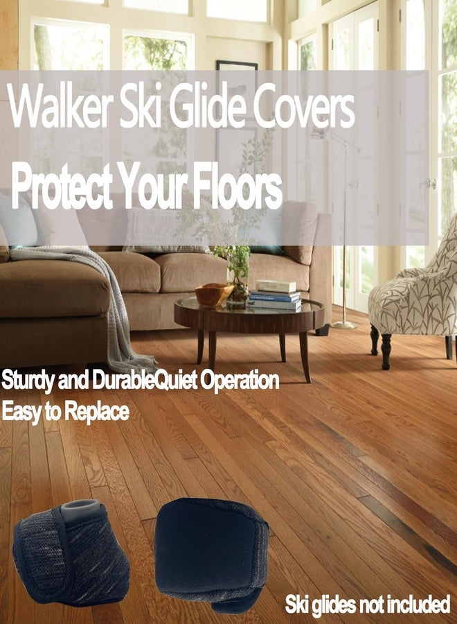 BIVIKEY 4PCS Walker Ski Glide Covers|Set Foldable Walker Accessories Easy-to-Remove Replacement Sliders | Silent Indoor Sliders GlidePads Made from Durable Oxford Fabric Dark Gray - Image 3