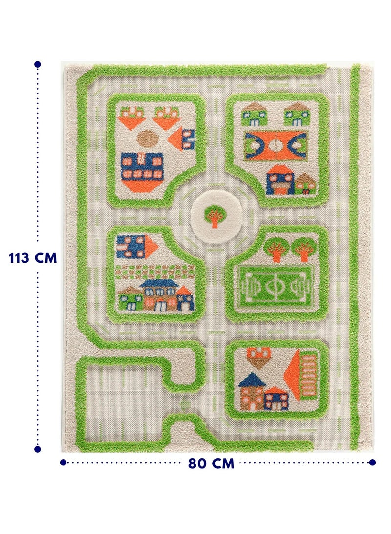 IVI 3D Play Carpet Traffic Design - Small | Green | Activity Playmat for Kids & Children | Bedroom, Living Room, Nursery Rug | Polypropylene | Foldable | 113 cm x 80 cm - Image 2