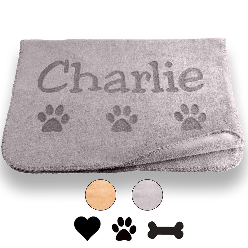 Custom Catch Personalized Dog Blanket  Gray or Beige  Small