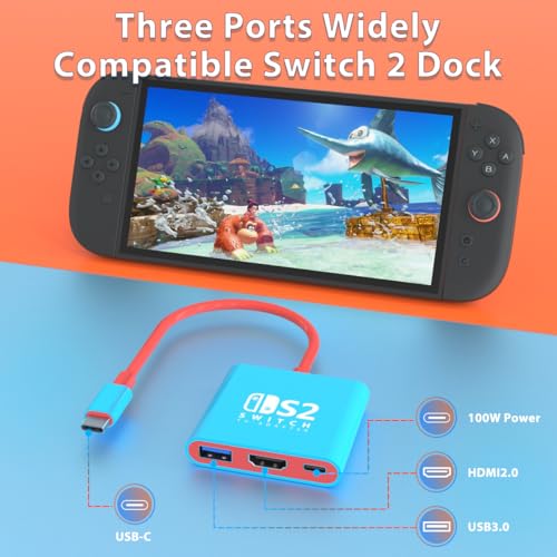 pdobq Switch 2 Dock, Switch Docking Station for Nintendo Switch1 Dock, Portable Switch2 TV Adapter Support 4K/60HZ Switch2 TV Mode Compatible Switch2/1/OLED, Travel with HDMI2.0 USB3.0 - Image 4