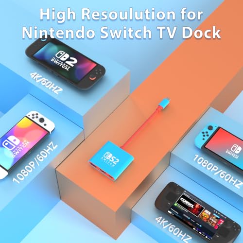pdobq Switch 2 Dock, Switch Docking Station for Nintendo Switch1 Dock, Portable Switch2 TV Adapter Support 4K/60HZ Switch2 TV Mode Compatible Switch2/1/OLED, Travel with HDMI2.0 USB3.0 - Image 2