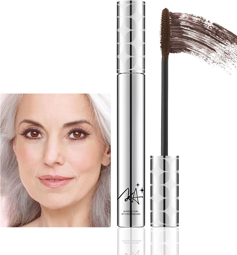 Mascara for Older Women 60 Plus Brown Telescopic Mascara Volume and Length for Mature Women with Thinning Lashes Waterproof Long Lasting Smudgeproof Hypoallergenic Eye Makeup for Sensitive Eyes