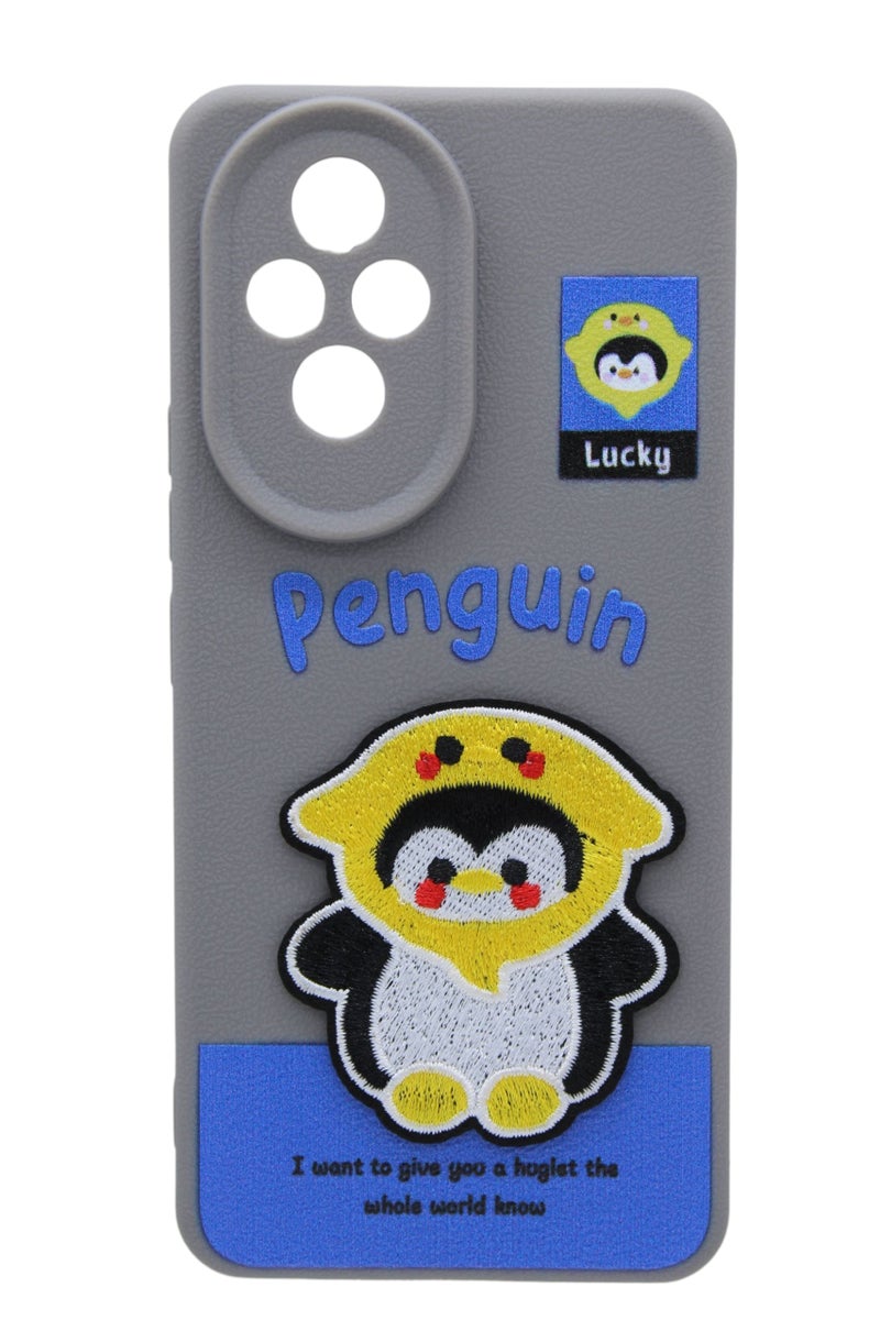 CFS C.F.S Plastic Back Cover With Cute Design For Honor 200 - Grey & Yellow - Image 1