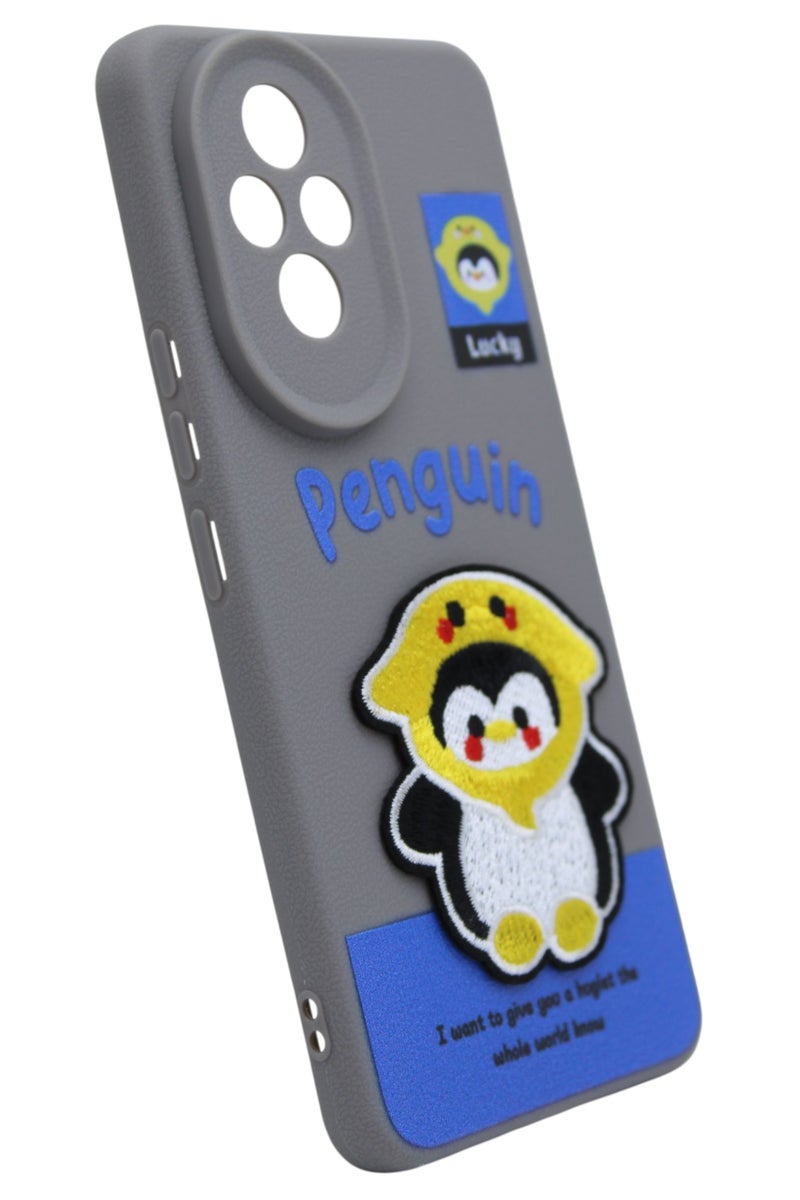 CFS C.F.S Plastic Back Cover With Cute Design For Honor 200 - Grey & Yellow - Image 2