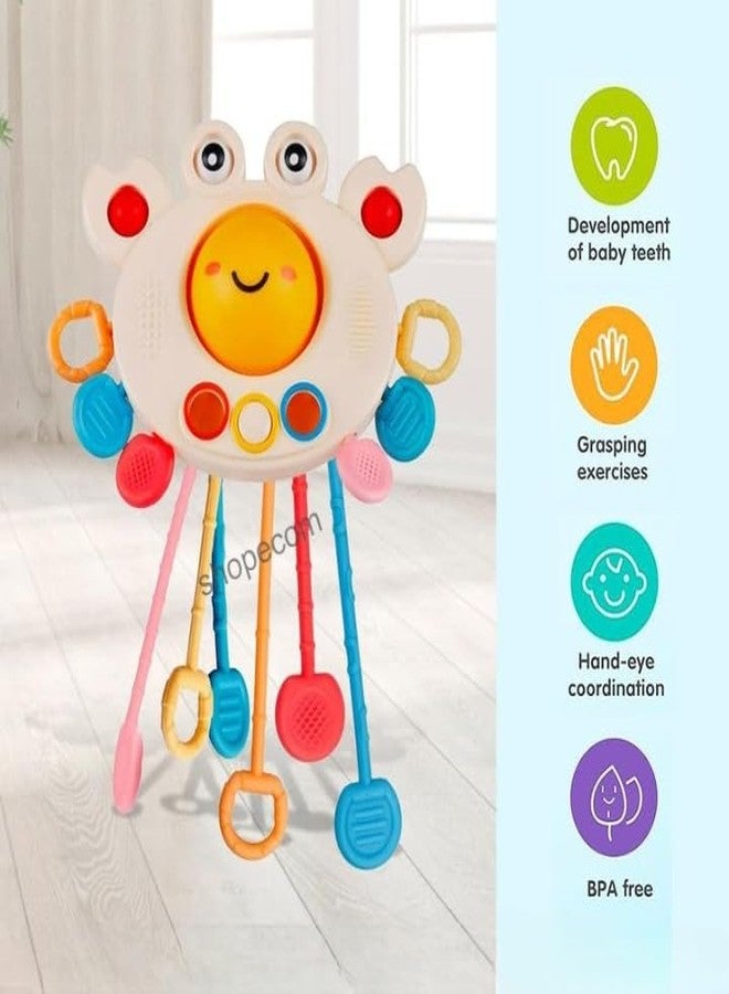 SHOPECOM Pull String Toy Crab Pull String Toy for Babies Teething Strings Sensory Montessori Toys Baby Girl,Travel Toy for 6+Months Boy Food Grade Silicone Fine Motor Skills Toy for Toddlers - Image 5