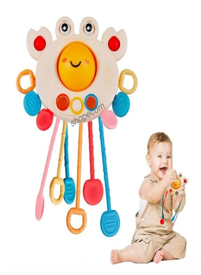SHOPECOM Pull String Toy Crab Pull String Toy for Babies Teething Strings Sensory Montessori Toys Baby Girl,Travel Toy for 6+Months Boy Food Grade Silicone Fine Motor Skills Toy for Toddlers - Image 2