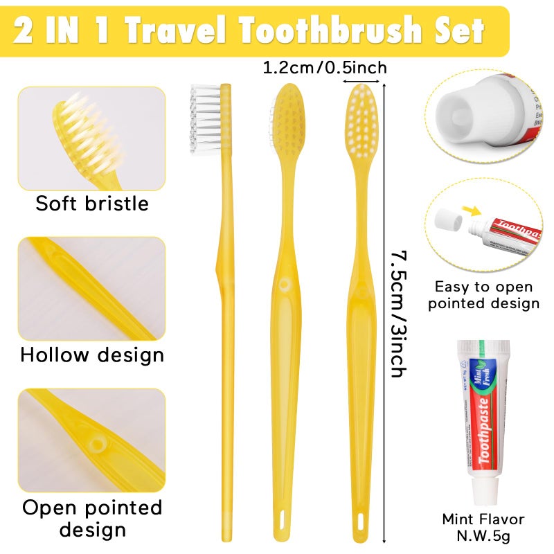 HOFASON Disposable Toothbrushes with Toothpaste Pack of 200, Bulk Travel Toothpaste and Toothbrush Set Yellow Hollow Toothbrush 5g Tooth Paste Individually Wrapped for Homeless Shelter Charity Hotel - Image 3