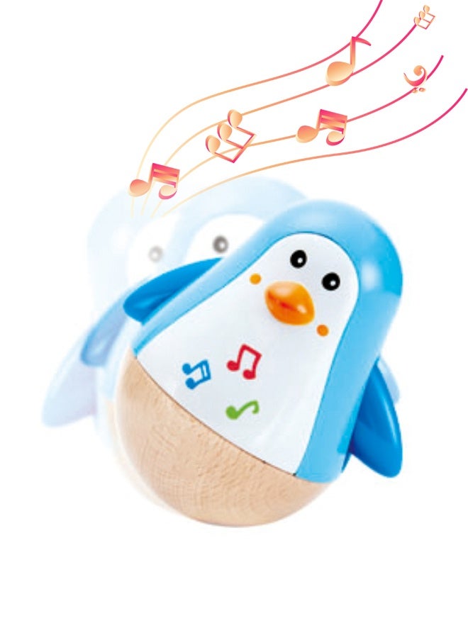 هيب لعبة بطريق موسيقية متأرجحة من الخشب بصوت رنين لطيف، لعبة تعليمية مبكرة للأطفال من عمر 6–36 شهرًا، لون أزرق وأبيض - Image 1