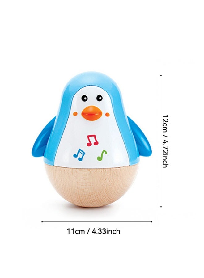 هيب لعبة بطريق موسيقية متأرجحة من الخشب بصوت رنين لطيف، لعبة تعليمية مبكرة للأطفال من عمر 6–36 شهرًا، لون أزرق وأبيض - Image 4