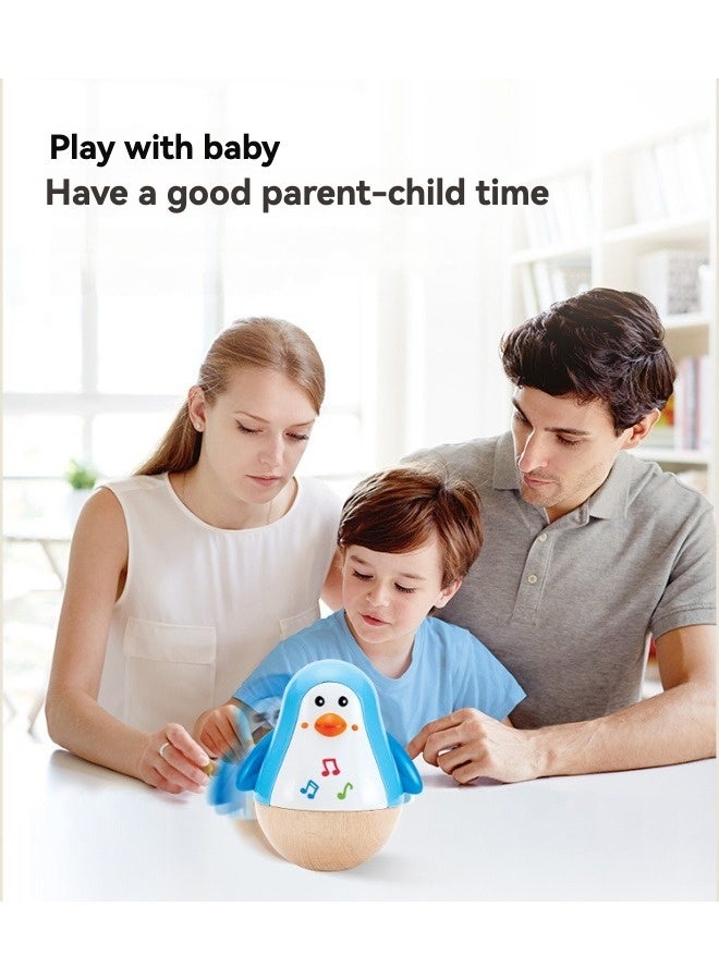 هيب لعبة بطريق موسيقية متأرجحة من الخشب بصوت رنين لطيف، لعبة تعليمية مبكرة للأطفال من عمر 6–36 شهرًا، لون أزرق وأبيض - Image 5