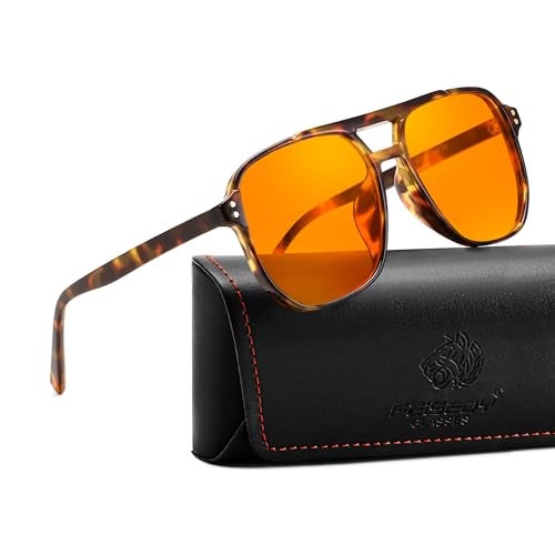 FEISEDY Amber Blue Light Glasses for Computer Gaming Anti Eyestrain Sleep Glasses G2835 Tortoise - Image 1