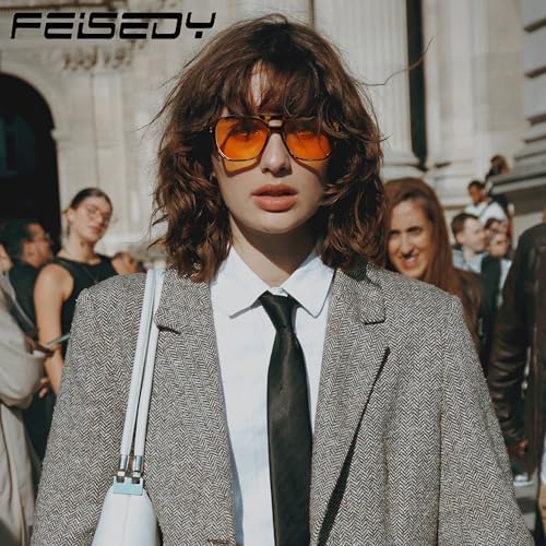 FEISEDY Amber Blue Light Glasses for Computer Gaming Anti Eyestrain Sleep Glasses G2835 Tortoise - Image 3