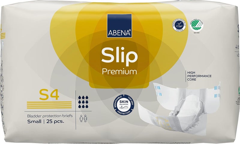 Abena Abena Slip Premium Incontinence Briefs, Level 4, (Small to Extra Large Sizes), Small, 25 Count