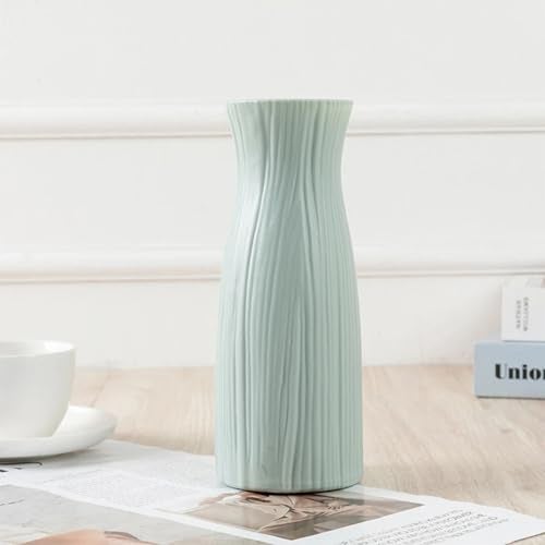 Ascension Plastic Flower Pot for Bedroom Office Living Room Decorative Vase for Home Decor Centerpiece Vases for Pampas Grass Dried Flower Holder for Table Decor (Sgreen) Only Vase Not Flowers - Image 1