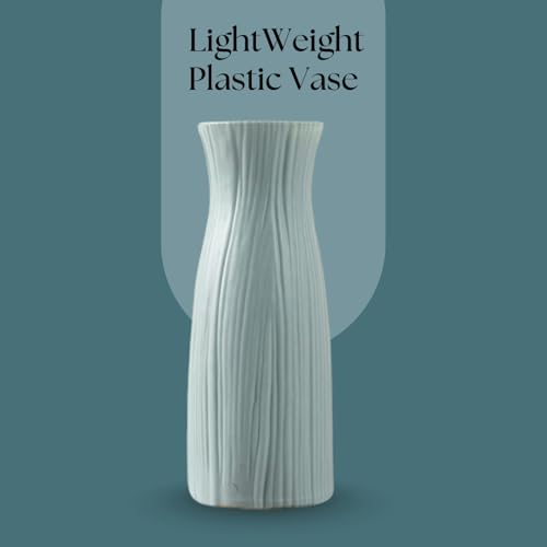 Ascension Plastic Flower Pot for Bedroom Office Living Room Decorative Vase for Home Decor Centerpiece Vases for Pampas Grass Dried Flower Holder for Table Decor (Sgreen) Only Vase Not Flowers - Image 3