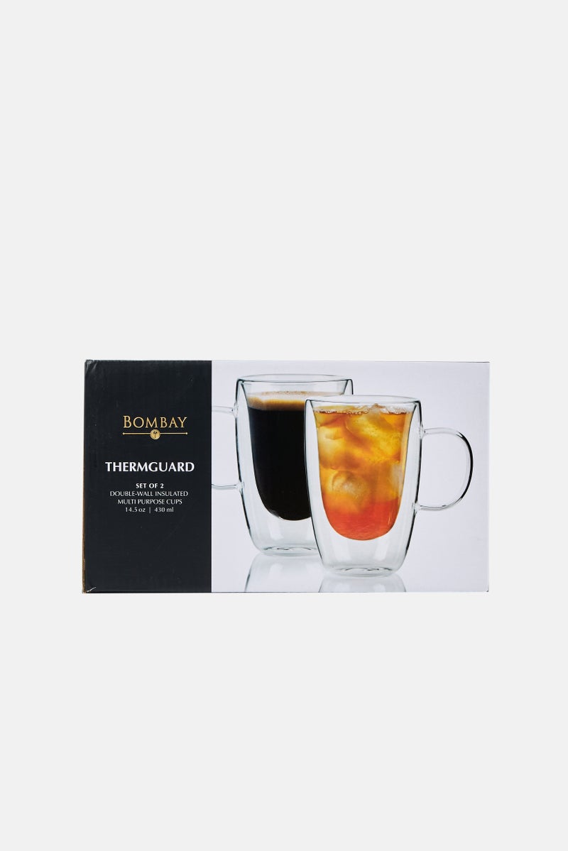 Bombay 2 Pieces Double-Walled Insulated Multi Purpose Cups 430 ml, Transparent - Image 2