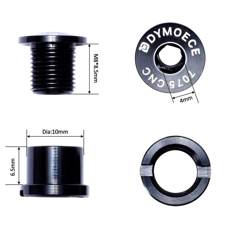 Dymoece 7075 Aluminum Alloy Double Chainring Bolts For Road Mtb Bicycle M8 Crankset (Black) - Image 2