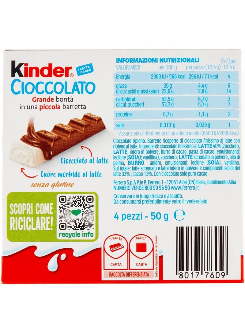 Kinder Chocolate - Milk Chocolate Bars with Creamy Milk Filling - 50g (4 Bars) - Image 2
