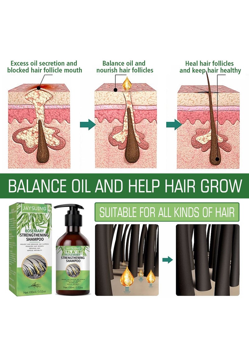 Jaysuing Rosemary shampoo prevents hair loss, controls oil, fluffy, refreshing, smooth and smoothes dry and irritated hair 100ml - Image 3