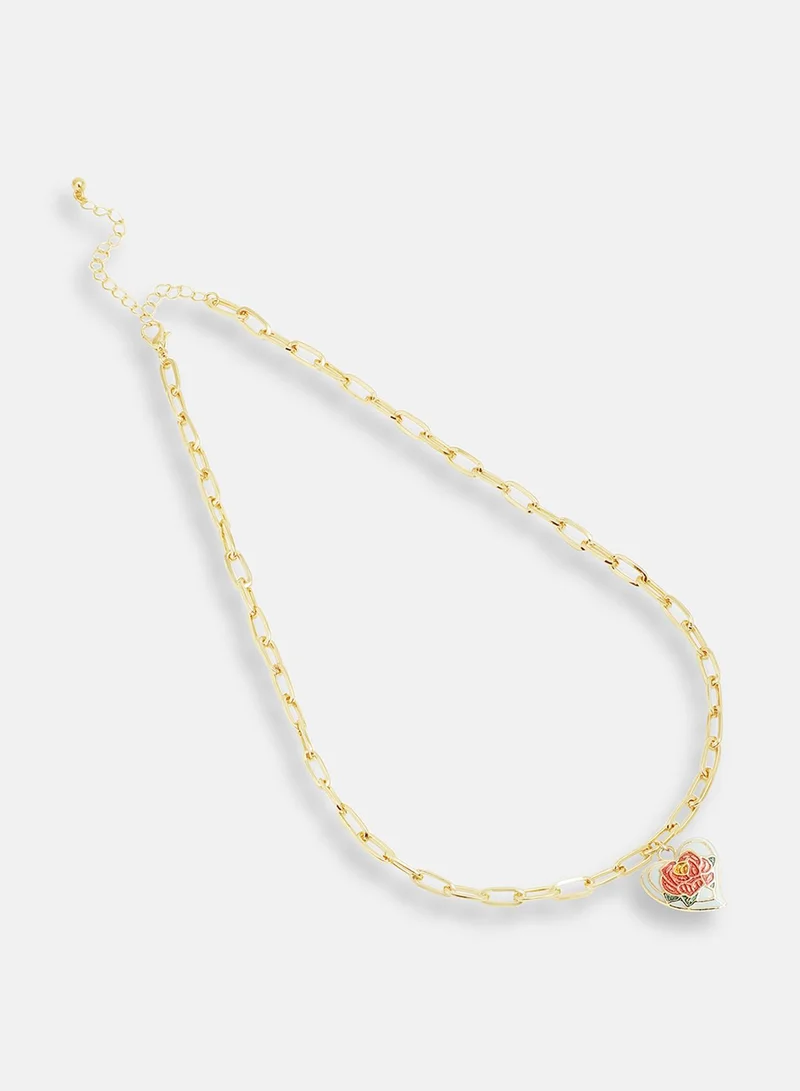 سوهي قلادة كاجوال من الحجر بتصميم مطلي بالذهب