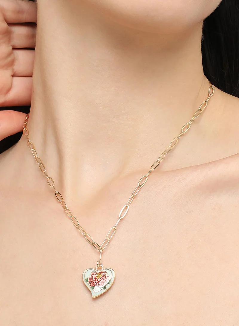 سوهي قلادة كاجوال من الحجر بتصميم مطلي بالذهب