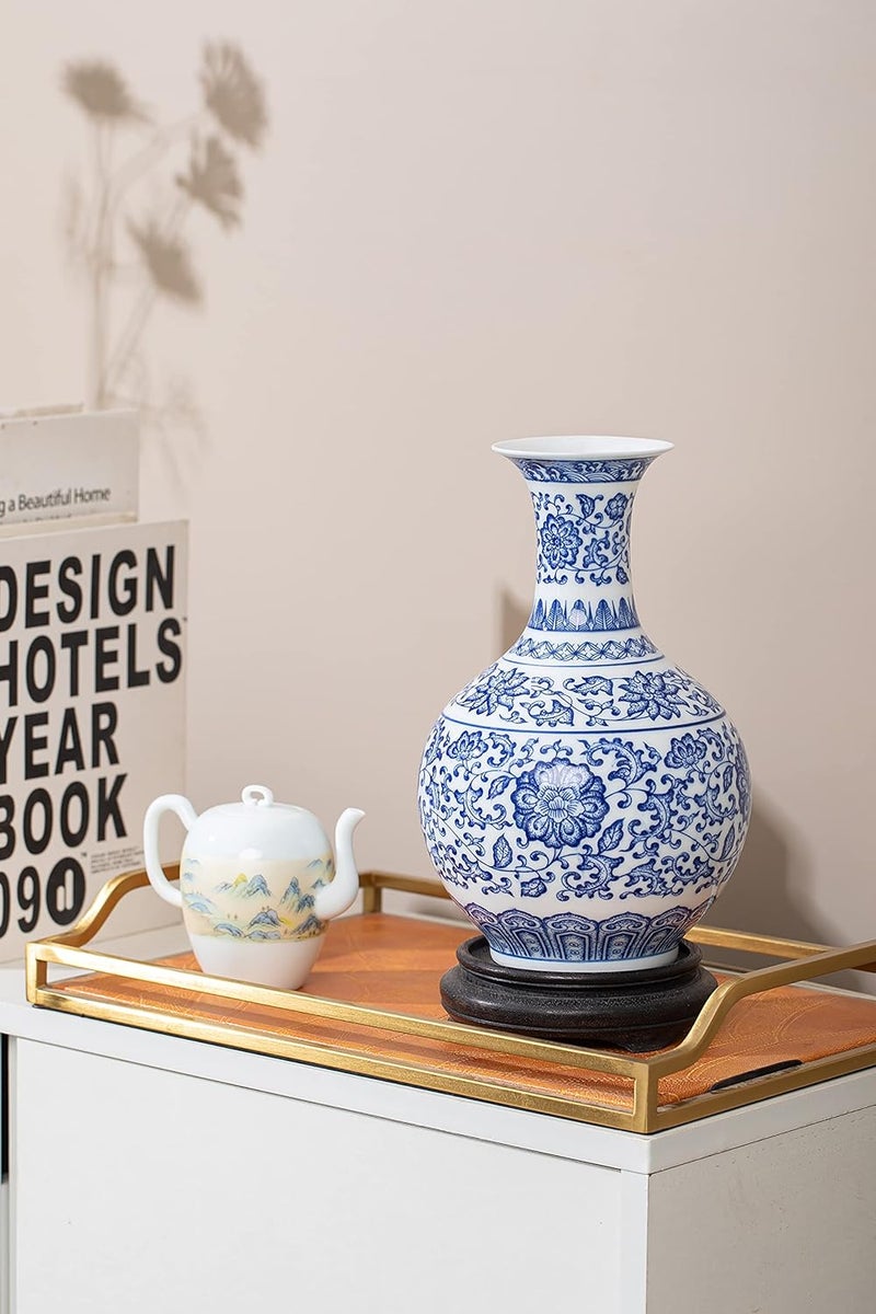 GaLouRo Blue and White Vase, Blue Vase, Chinoiserie Vase, Blue and White Ginger Jar Vase for Home Decor, Blue and White Porcelain Decor,9½"H - Image 4