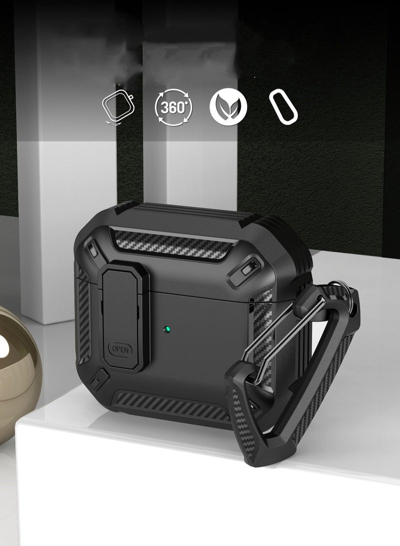 Case Cover for Airpods 4  with Cleaning Kit, Automatic Security Locking Case for Airpods 4th Generation 2024 Black - Image 3