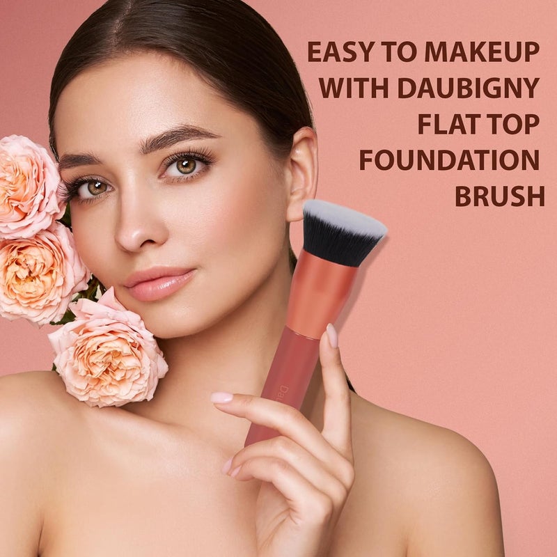 Daubigny 1.5" Top Diameter Foundation Brush - Premium Makeup Brush, Perfect For Foundation, Cream, Buffing, Blending (Red) - Image 2