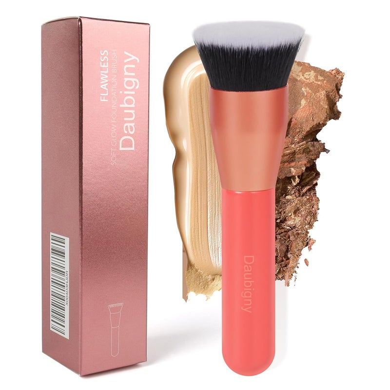 Daubigny 1.5" Top Diameter Foundation Brush - Premium Makeup Brush, Perfect For Foundation, Cream, Buffing, Blending (Red) - Image 1