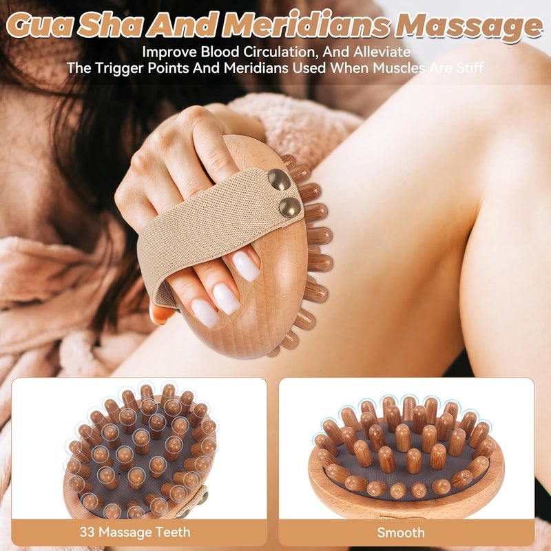 DEBETOOL Wood Therapy Massage Tools 2Pack Wooden Massage Body Brush for Cellulite Lymphatic Drainage Natural Wooden Cellulite Massager for Muscle Pain Relief Body Shaping - Image 4