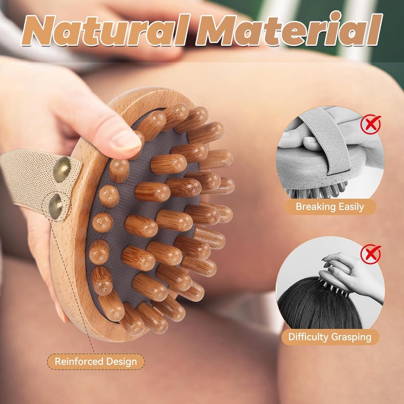DEBETOOL Wood Therapy Massage Tools 2Pack Wooden Massage Body Brush for Cellulite Lymphatic Drainage Natural Wooden Cellulite Massager for Muscle Pain Relief Body Shaping - Image 5