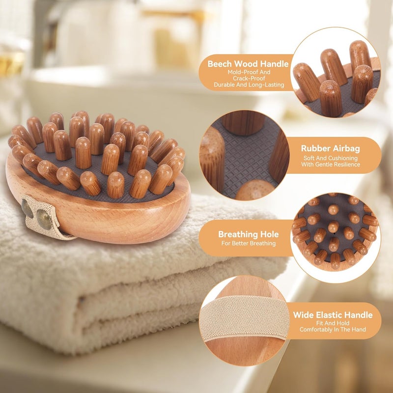 DEBETOOL Wood Therapy Massage Tools 2Pack Wooden Massage Body Brush for Cellulite Lymphatic Drainage Natural Wooden Cellulite Massager for Muscle Pain Relief Body Shaping - Image 3