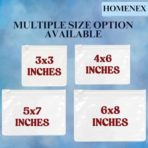 HOMENEX Transparent PE Pouches for Toiletries, Travel Accessories, Documents, Office Supplies, Cosmetics & Storage | Glossy, Durable, Waterproof Organizer Pouches (3X3 INCH) - Image 2