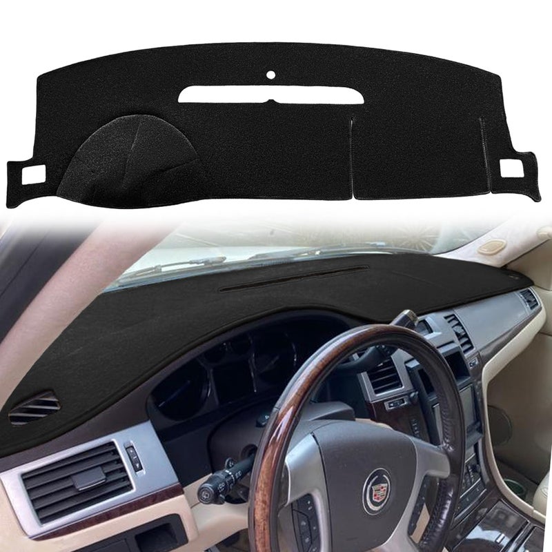 AKMOTOR Dash Cover Mat Fit for Cadillac Escalade ESV EXT Hybrid Without Cutout for Speaker Dashboard Cover Pad Carpet Protector Black J18
