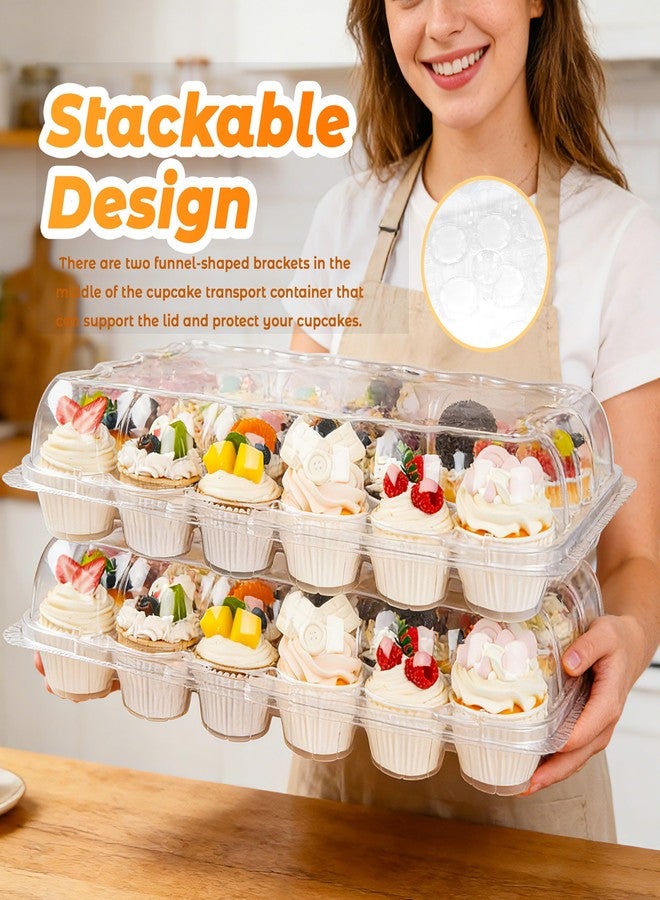 LOKQING 24 Count Cupcake Containers 10 Pack Cupcake Holders Plastic Clear Disposable Cupcake Containers with Detachable Tall Dome Lids and 360 Liners for 360 Cupcakes, BPA Free, Stand Size - Image 5