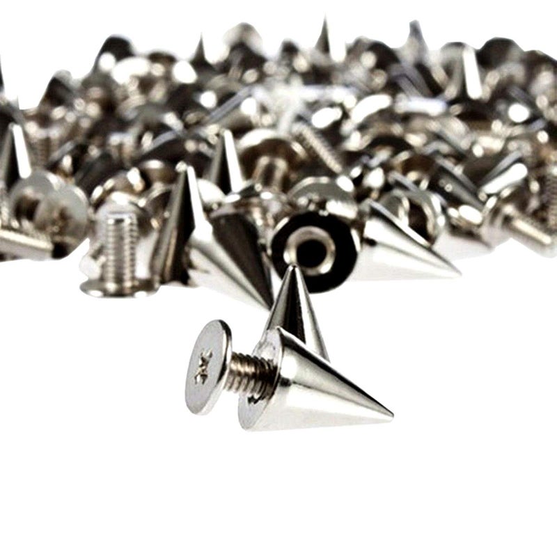 PMLAND 200 SetsPairs 95mm Silver Cone Spikes Screwback Studs DIY Craft Cool Rivets Punk