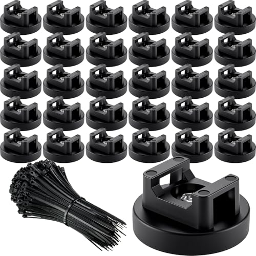 Yookeer 180 Pieces Magnetic Zip Tie Mount Multipurpose Cable Holder Magnets Magnetic Wire Management Bases with Heavy Duty Zip Mount Nylon Cable Ties in Total 31mm - Image 1