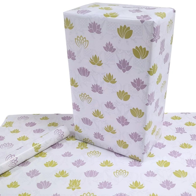 eVincE - thoughtful PRESENTations eVincE Pichwai Lotus pattern Gift Wrapping Paper For Diwali Xmas Corporate gifting and all occasion Wrap your gift with Indian CulturePack of 2570 x 50 cms large size 