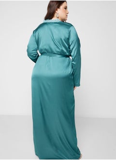 Hayas Closet Curve Broidered Belted Abaya Set  - Image 2