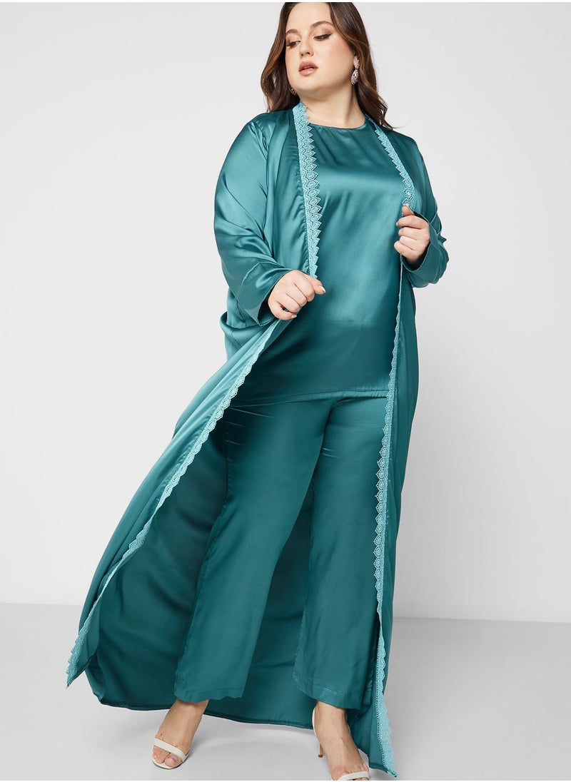 Hayas Closet Curve - Broidered Belted Abaya Set - Image 1