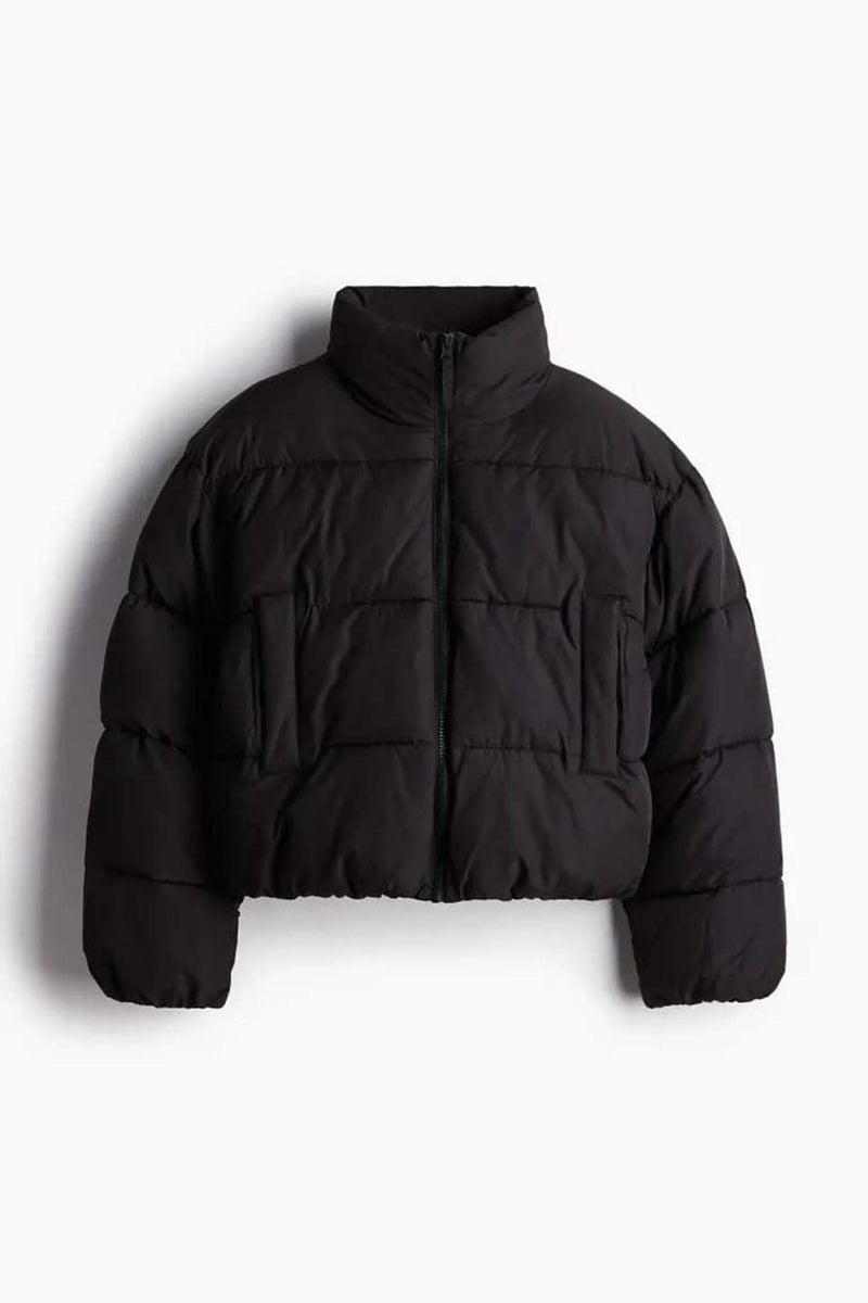 KOTTY Women's Solid Long Sleeve Jet Black Zipper Puffer Jacket (Black,M)-KTTFKPUFFERJACKET152M - Image 4
