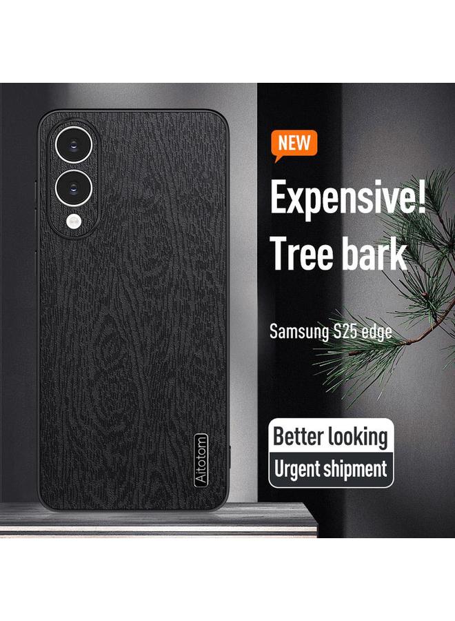 S-TOP Case For Samsung Galaxy S25 Edge 5G Tree Bark Leather Shockproof Phone Case - Image 2