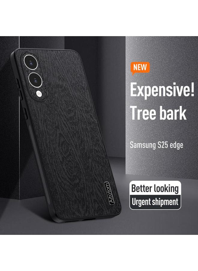 S-TOP Case For Samsung Galaxy S25 Edge 5G Tree Bark Leather Shockproof Phone Case - Image 3