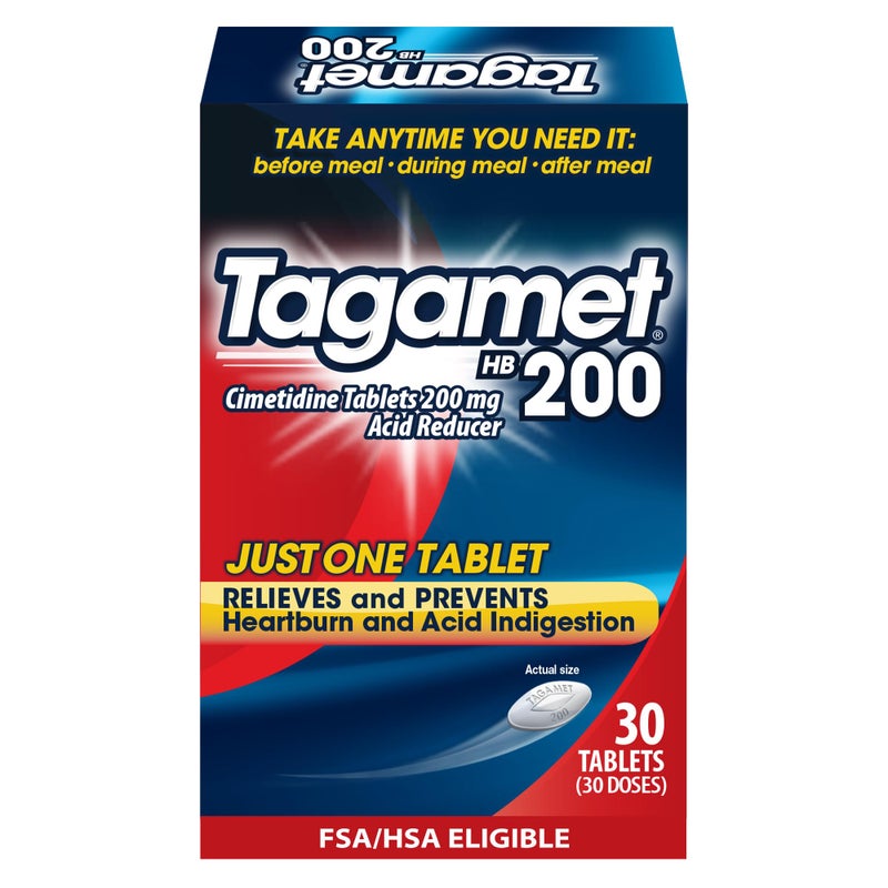 Tagamet HB 200 mg Cimetidine Acid Reducer and Heartburn Relief, Relieves and Prevents Indigestion, 30 Count - Image 1