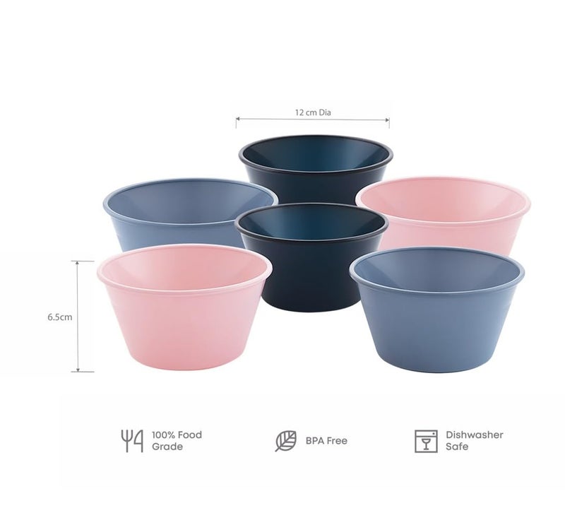 All Time Plastic Treat Bowls, Multicolour -Set of 6 Pieces - Image 4
