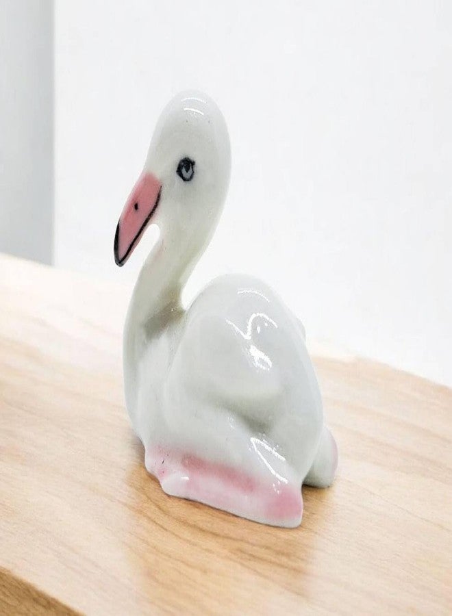 WitnyStore Tiny ¾ Inch Long Pink White Sitting Baby Flamingo Figurine - Miniature Hand Made Painted Ceramic Phoenicopterus roseus Birds Animals Porcelain Decorative Collectible Figurines Décor Gifts - Image 5