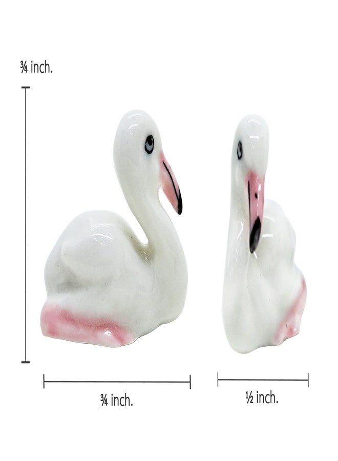 WitnyStore Tiny ¾ Inch Long Pink White Sitting Baby Flamingo Figurine - Miniature Hand Made Painted Ceramic Phoenicopterus roseus Birds Animals Porcelain Decorative Collectible Figurines Décor Gifts - Image 2